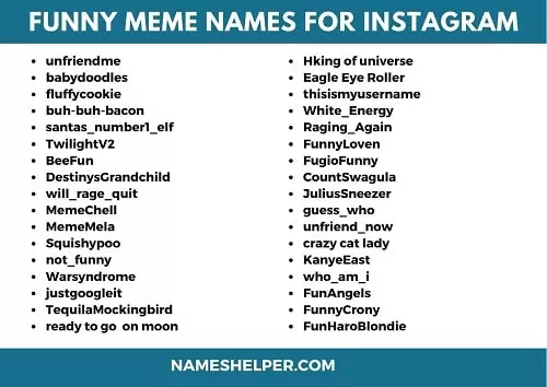 Funny Meme Names for Instagram